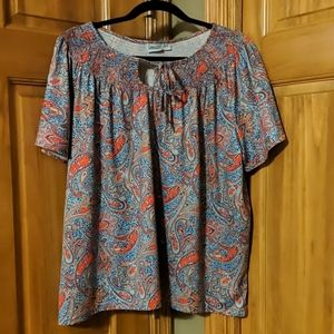 Women's XX Haband!! Paisley red, white, blue shirt